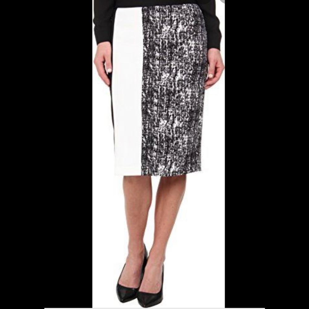 Vince Camuto Black and White Panel Pencil Skirt